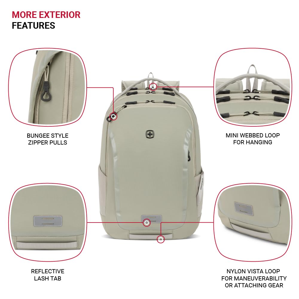 SwissGear Shield Laptop Backpack, Sage Gray, 18.5"x12"x6"