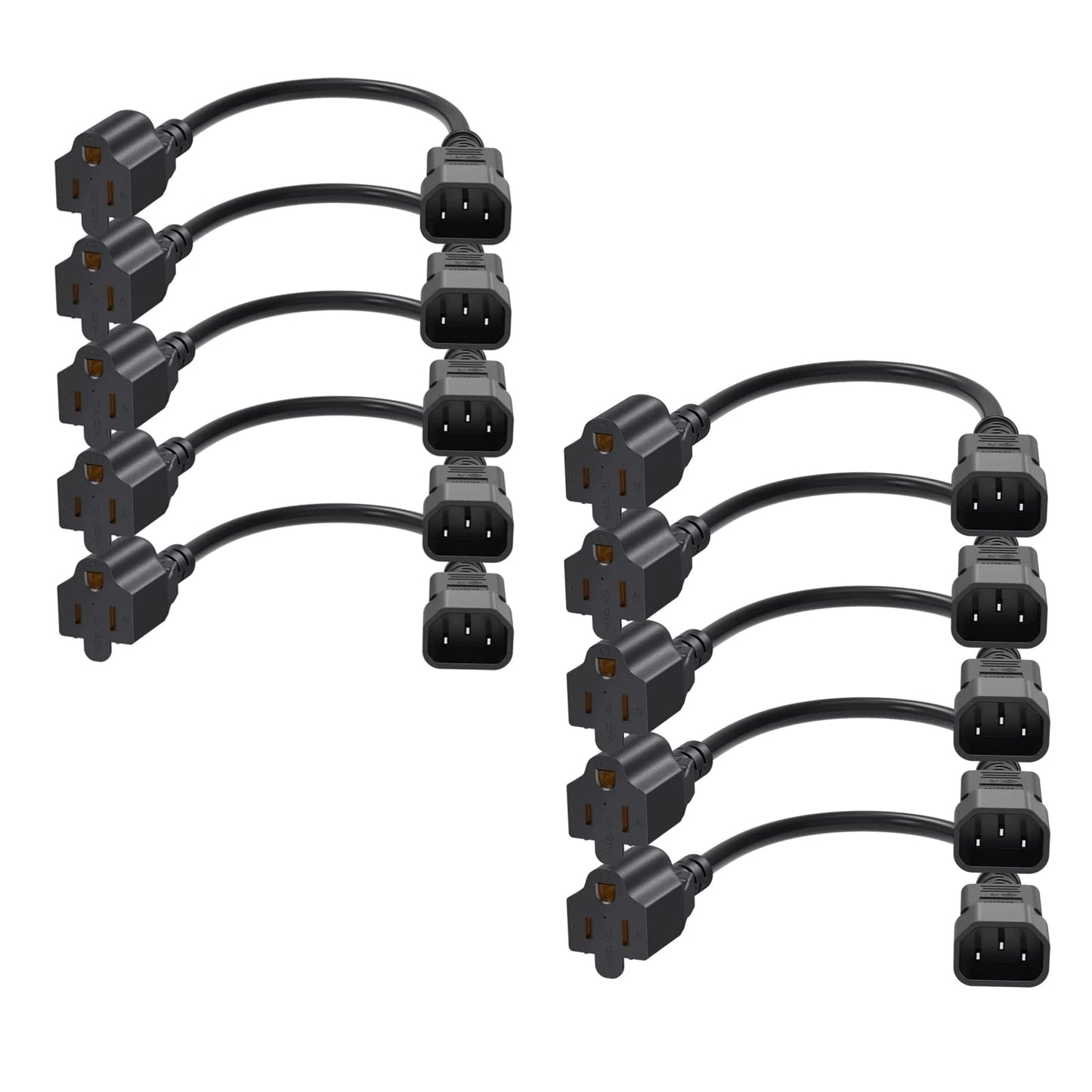 CableCreation [10-Pack] 1 Foot 18AWG Standard Computer Power Adapter Cord NEMA 5-15R Receptacle to IEC320 C14, 0.3M/Black