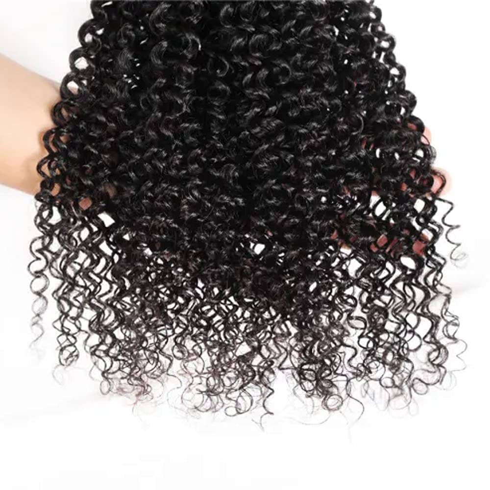 Ladiaryf Curly Weave Bundles Human Hair Brazilian Kinky Curly 3 Bundles Human Hair 300g Bundles 100% Unprocessed Virgin Hair Kinky Culry Bundles Double Weft Hair Bundles Natural Black 14 16 18 Inch