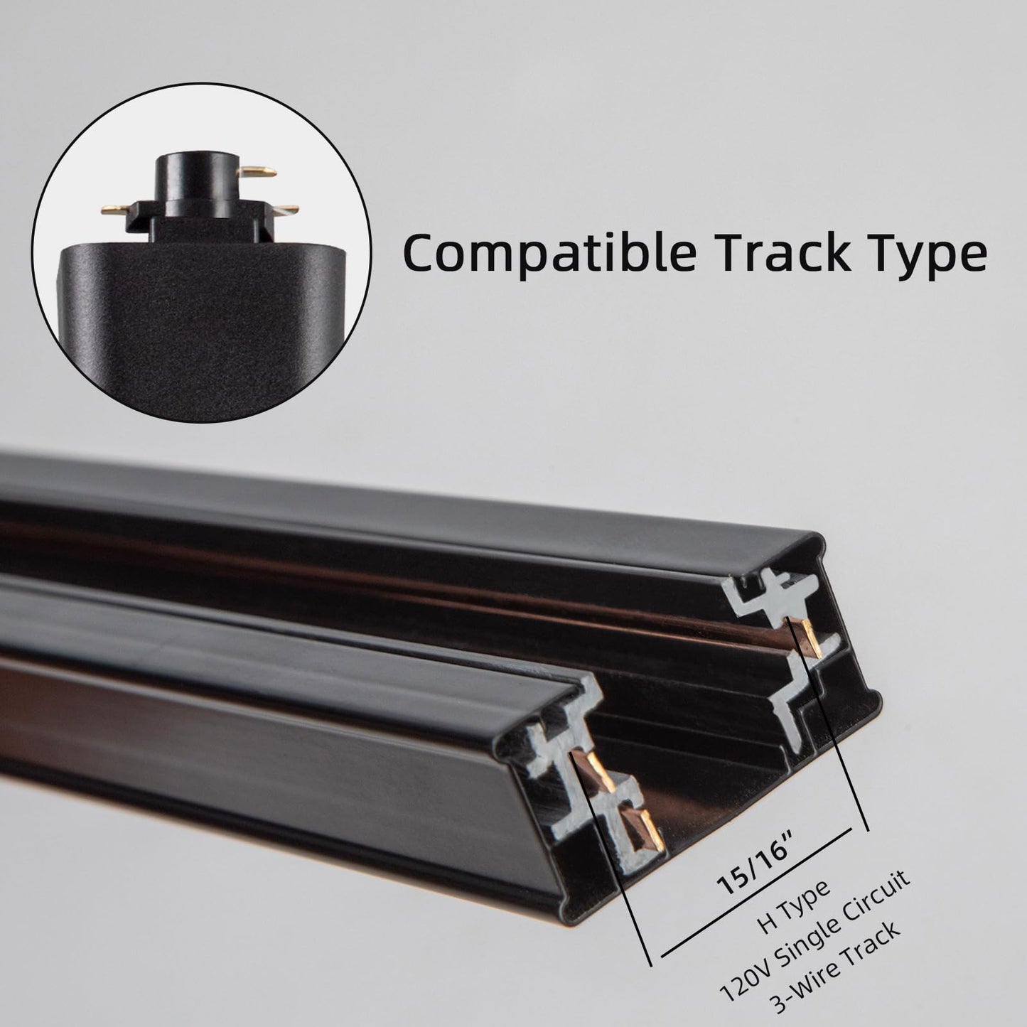 LED Track Lighting Heads Dimmable 24W 5CCT 2700K/3000k/3500k/4000k/5000k,Single Circu H Track Lighting Heads,Zoomable Beam 15° to 60° Ideal for Accent Art and Task Lighting,(3 Pack - Black-5CCT)