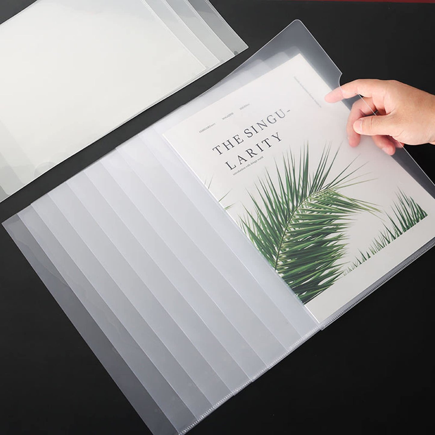 200 Pack Document Clear Plastic Folder Copy Safe Project Pocket L-Type US Letter Size A4 Paper Sleeves Folders in Transparent with 30 Pieces Index Tabs
