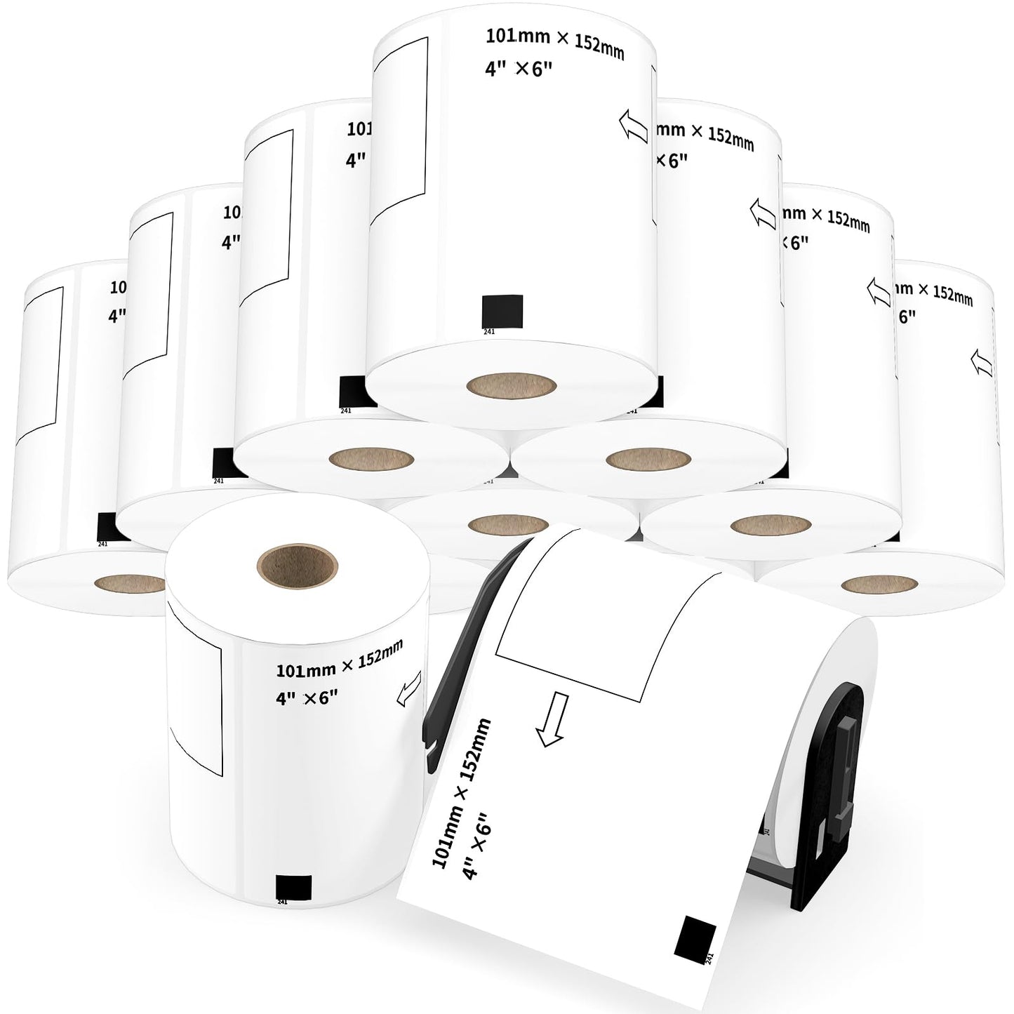 DK-1241 Shipping Labels Compatible with QL-1110NWB-QL-1100 - (4" x 6") 200 Labels/Roll, Includes 12 Rolls Die-Cut Labels with 1 Detachable Frame, Fit for Brother QL Printers