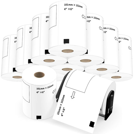 DK-1241 Shipping Labels Compatible with QL-1110NWB-QL-1100 - (4" x 6") 200 Labels/Roll, Includes 12 Rolls Die-Cut Labels with 1 Detachable Frame, Fit for Brother QL Printers