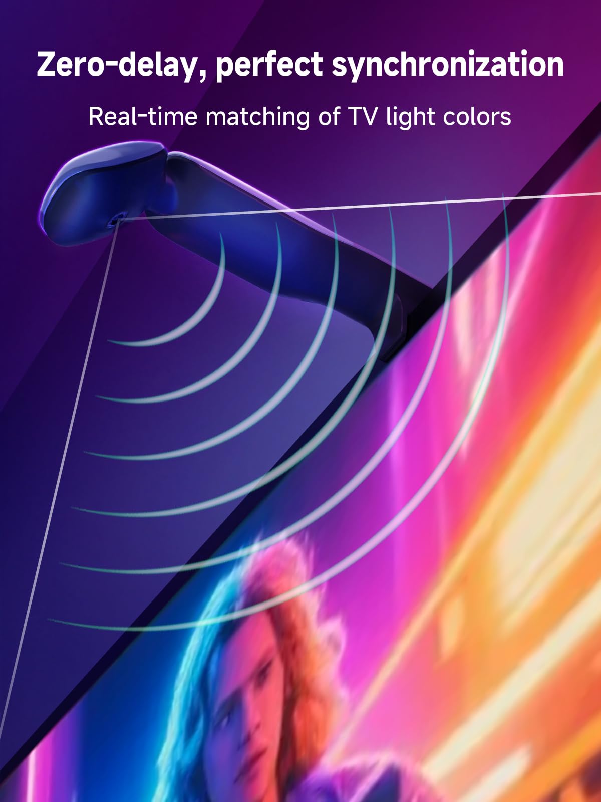 GIPOYENT TV LED Backlight with Camera, 20.34FT RGB Lights Sync to Screen for 65–100 Inch TVs, Smart App Control, Music Sync Color Changing LED Strip Lights for Gaming, Movies, Bedroom