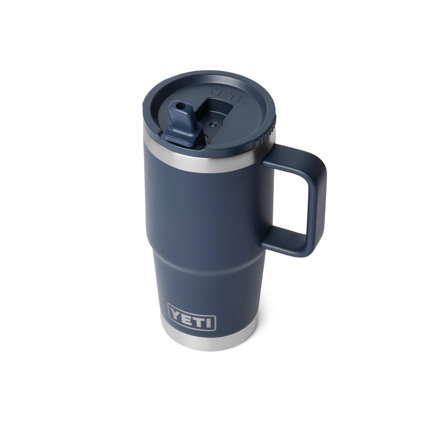 YETI Rambler 20 oz Travel Mug with Flip Straw Lid – Stainless Steel, Vacuum Insulated, Leakproof, Cup Holder Friendly, Navy