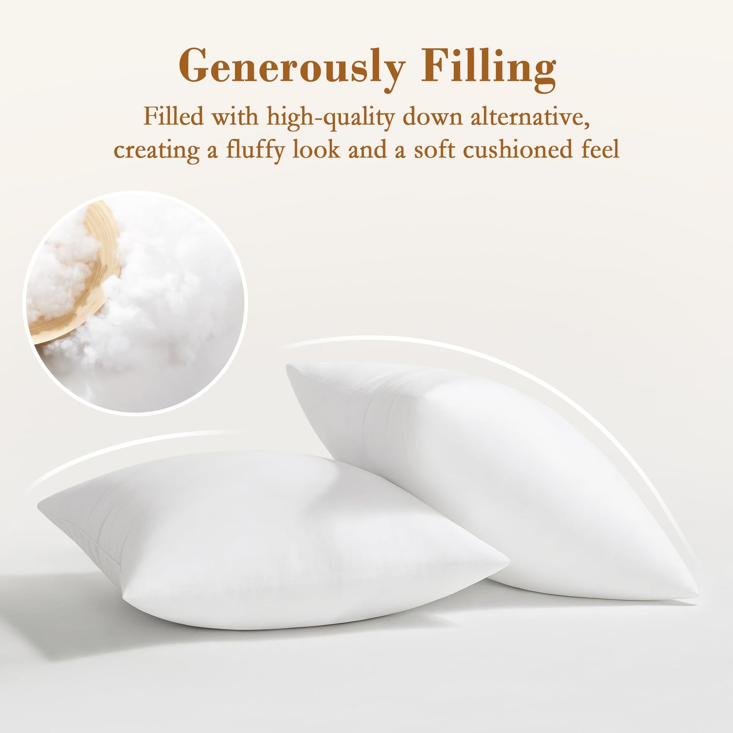 puredown® 22x22 Pillow Inserts, Fluffy Plush Square Form Sham Stuffer Set of 2, Decorative Down Alternative Pillows for Couch, Sofa, Bed and Home Decor