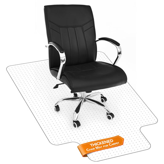 Chair Mat for Carpet- Low Pile (1/4" Thick) Carpet Protector for Office Gaming Computer Desk Chair. Heavy Duty Desk Chair Mat for Carpeted Floors, Semi Transparent (with Lip (Thickened)