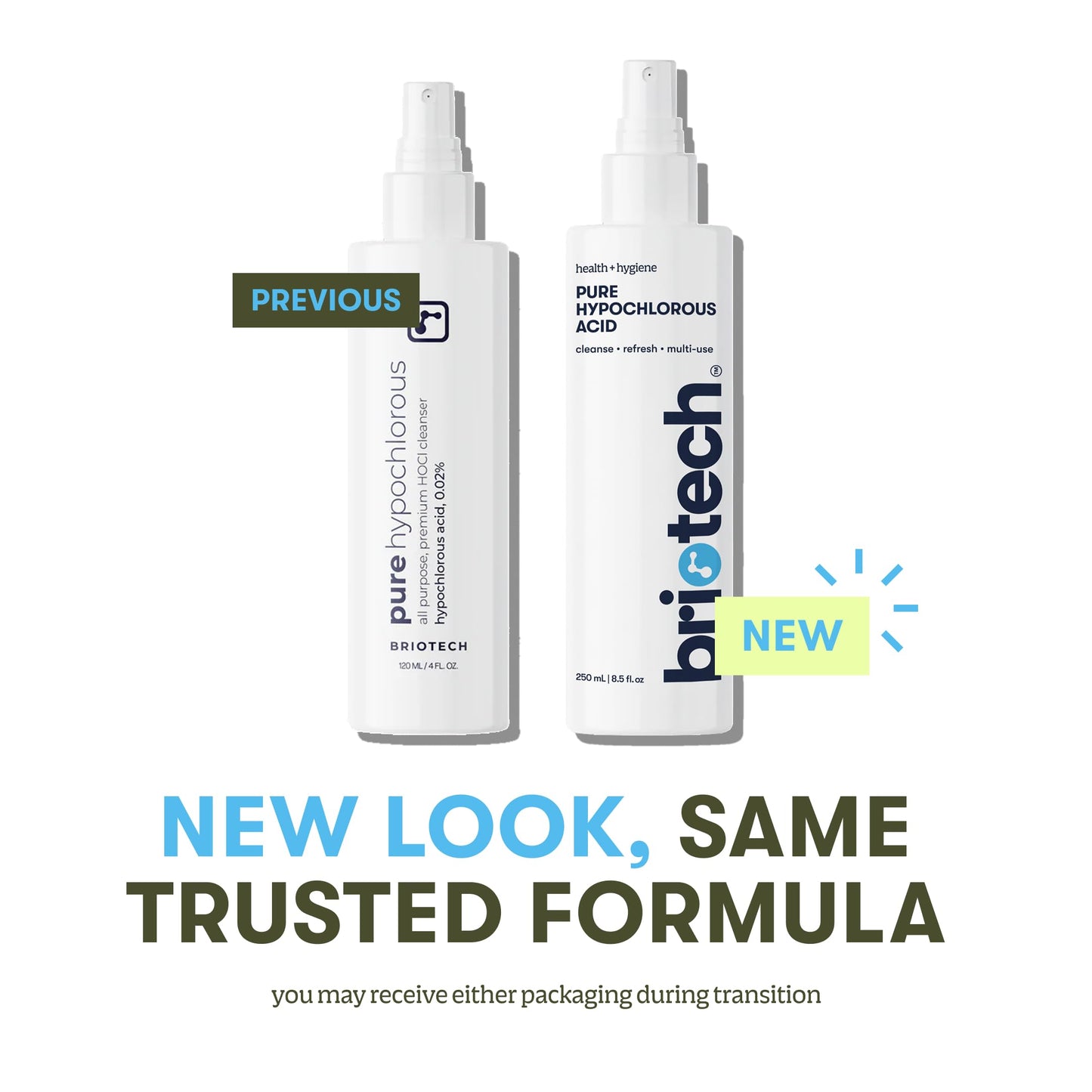 BRIOTECH Pure Hypochlorous Acid Cleanser, Original Premium HOCl Topical Solution, Multi-Purpose Cleaner, Family Approved & Pet Friendly, 32 fl oz Refill (2 Pack)