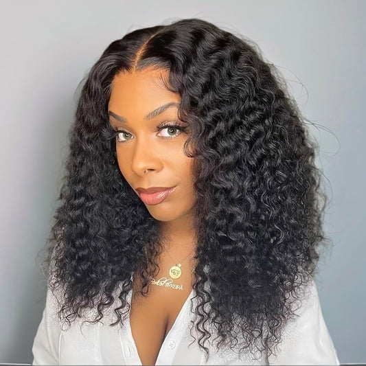 ACQUET 14 Inch Curly Bob Wig Human Hair 13x4 Lace Front Wigs Pre Cut Lace Curly Human Hair Wig For Women 180% Density Water Wave Glueless Wigs Human Hair Pre Plucked For Beginners