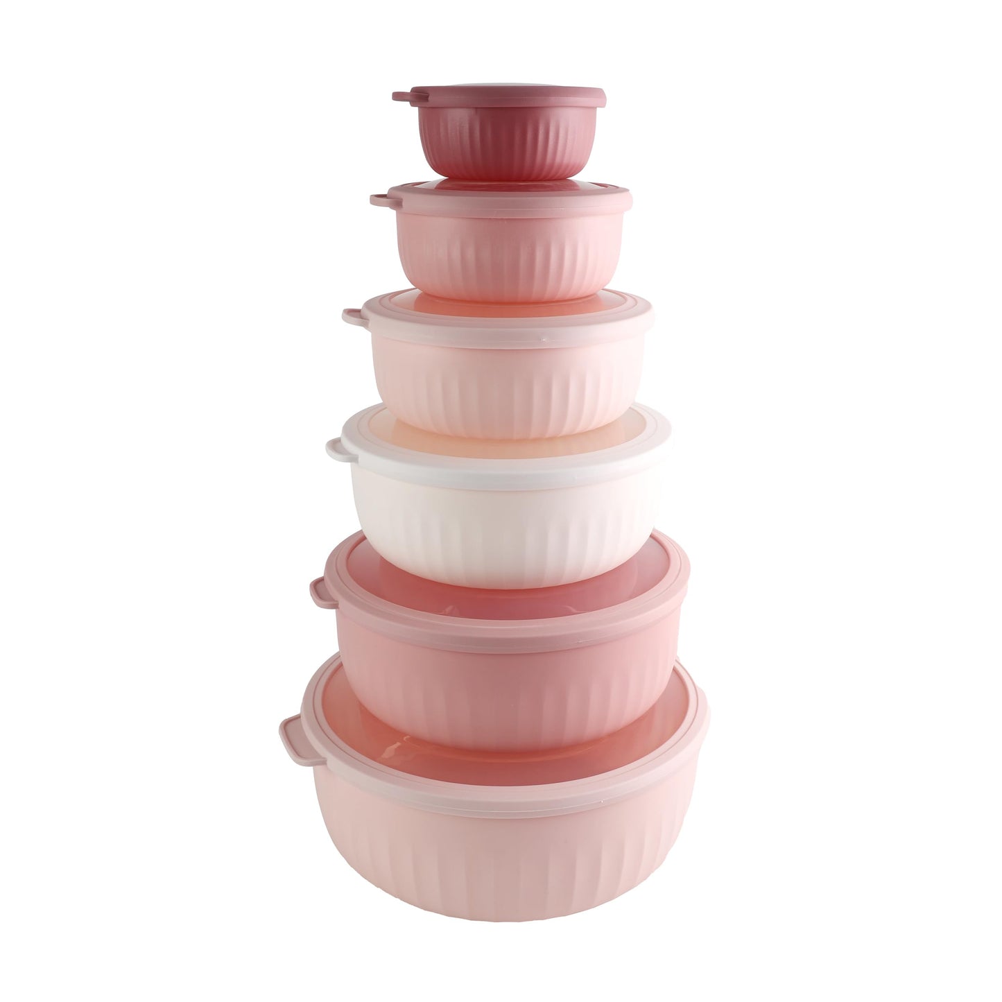 COOK WITH COLOR Prep Bowls with Lids- Wide and Deep Nesting Plastic Small Mixing Bowl Set with Lids, 12 Piece Set - Wide Bowls, Pink