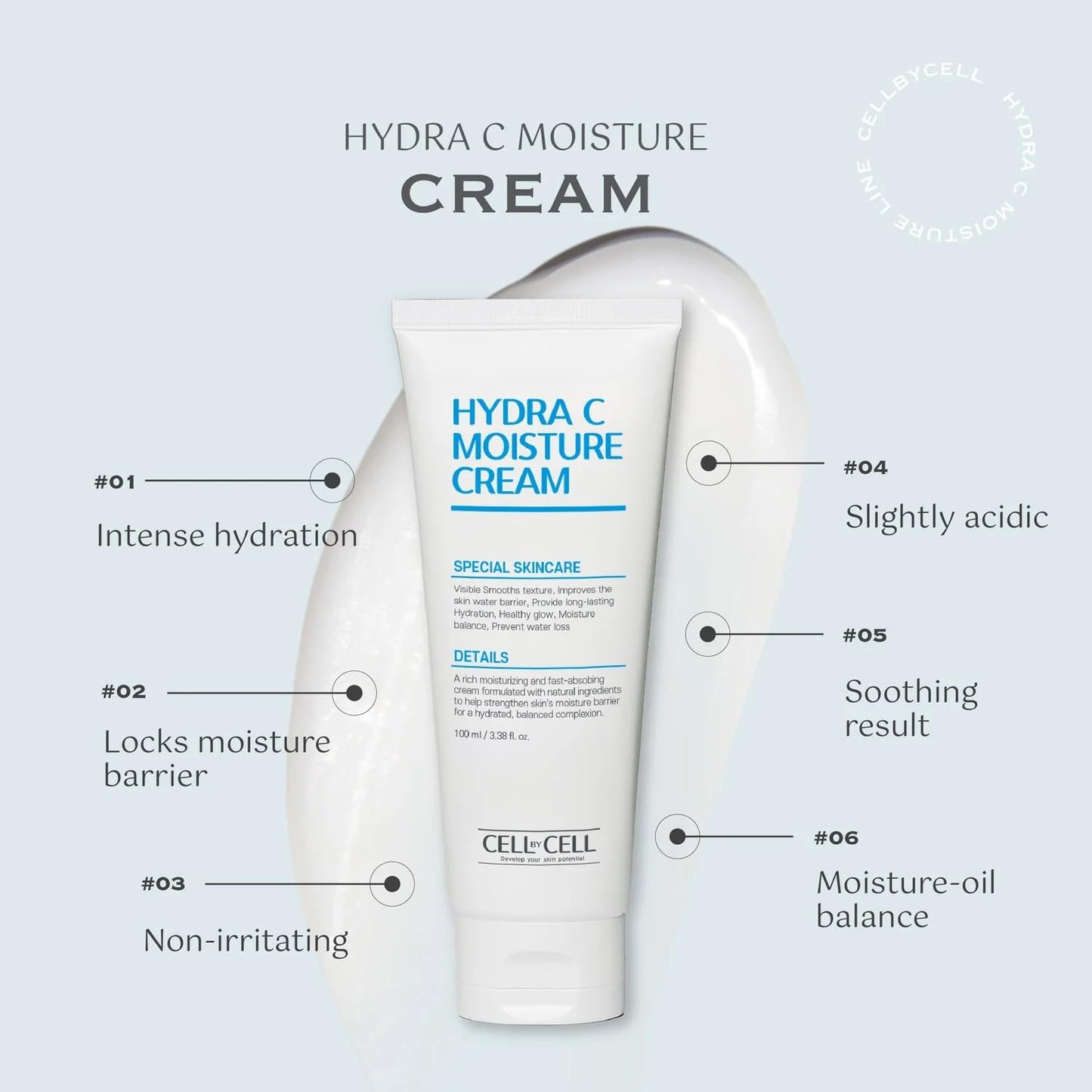CELLBYCELL Hydra C Moisture Cream | Rich, Moisturizing, & Hydrating for the skin all day long | 100ml