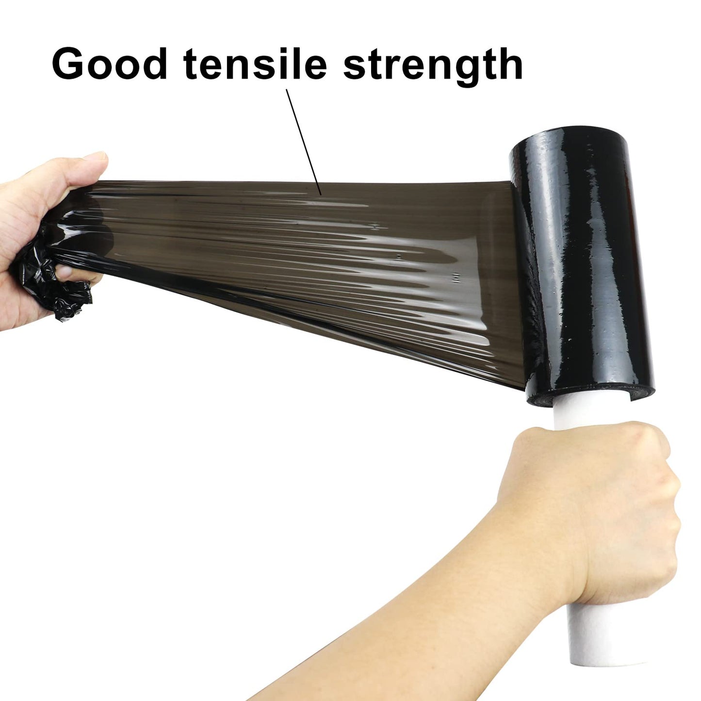BOMEI PACK 6 Pack Industrial Black Mini Stretch Wrap Roll with Handle, 5" x 1000Feet 80 Gauge for Heavy Duty, Durable Self-Adhering Plastic Wrap for Packing, Moving