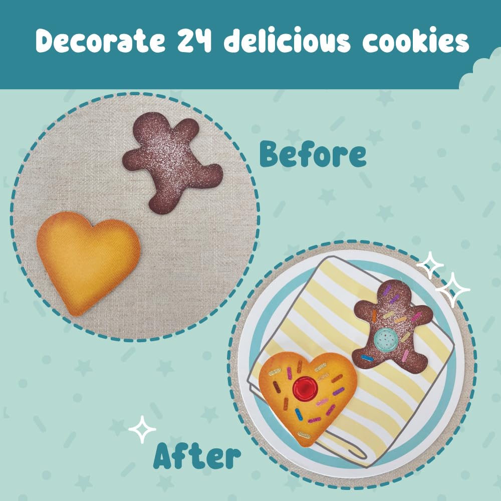 BINCA Stickies Dot Art Activity Kit - Cookie Cafe, 2000+ Stickers, Mess-Free Pretend Play, DIY Dot Sticker Art for Toddlers, Kids Travel Activities, Craft Kits & Gifts for Boys & Girls Ages 4,5,6,7