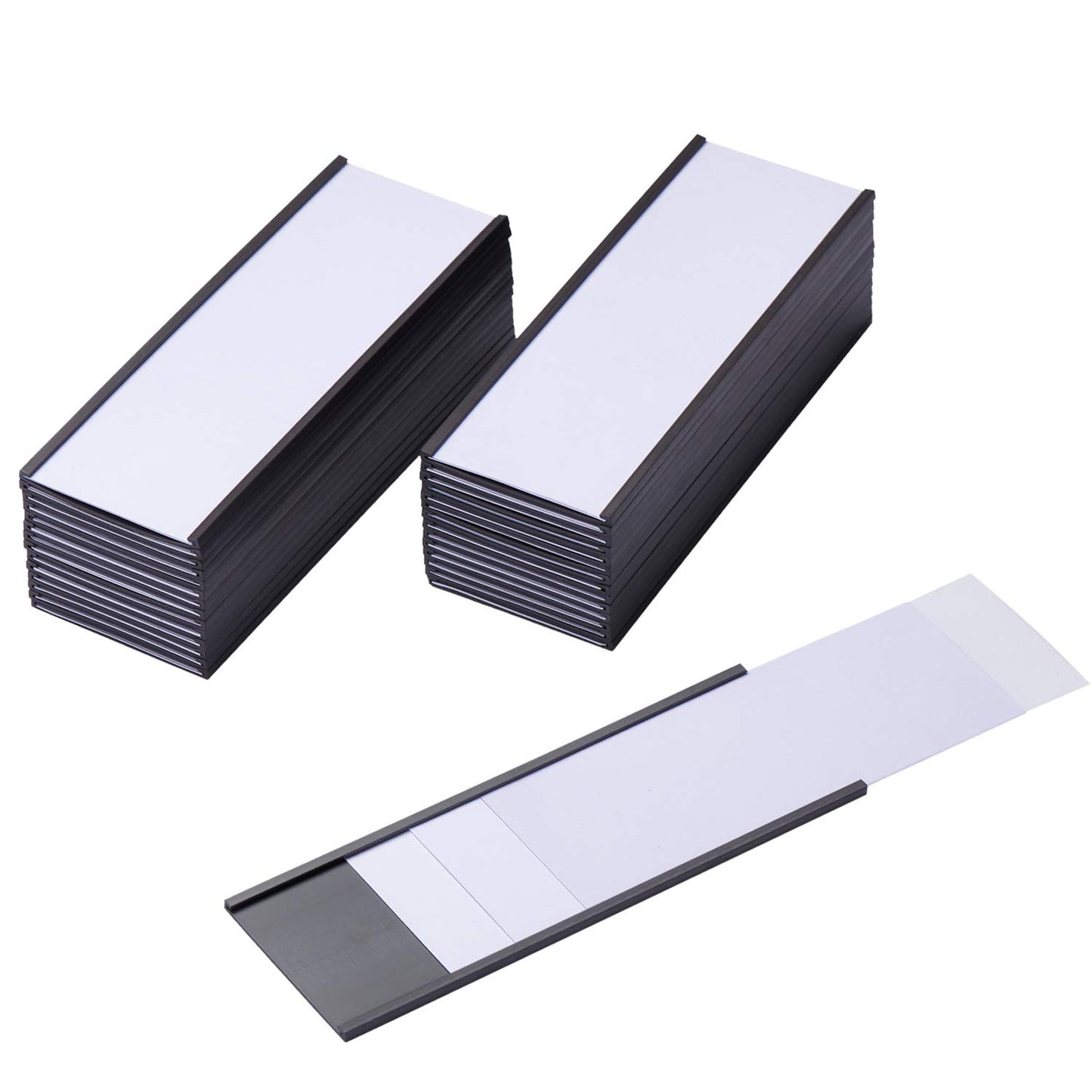 Eeoyu Magnetic Label Holders with Magnets Magnetic Data Card Holders with Clear Plastic Protectors for Metal Shelf, Whiteboard, Set of 50 (2 x 5.5 Inch)