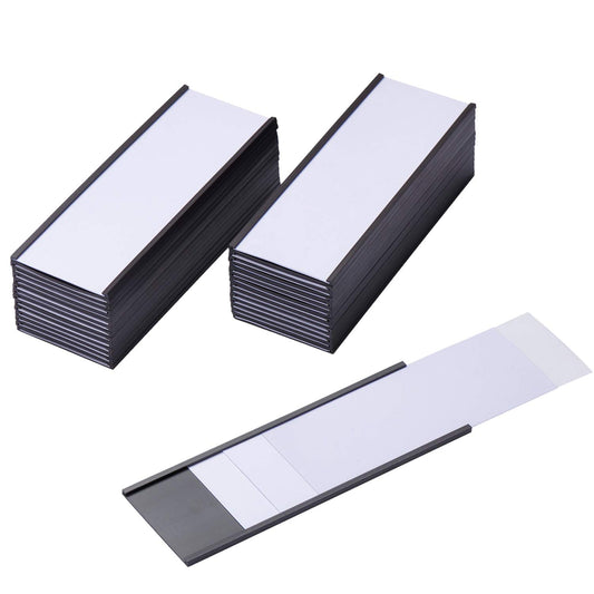 Eeoyu Magnetic Label Holders with Magnets Magnetic Data Card Holders with Clear Plastic Protectors for Metal Shelf, Whiteboard, Set of 50 (2 x 5.5 Inch)