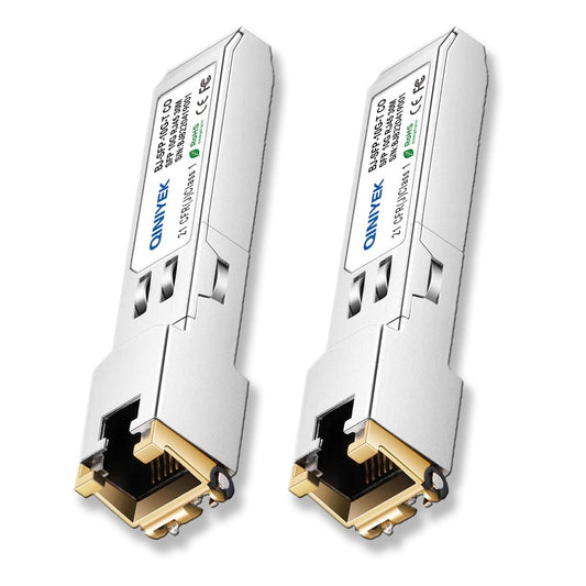 [2 Pack] 1.25/2.5/5/10G SFP+ to RJ45 Transceiver, Copper SFP+ Module, Cat.6a/7, up to 30m, for Cisco SFP-10G-T-S, MikroTik S+RJ10, Ubiquiti UF-RJ45-10G, Netgear AXM765, Netgear, TP-Link, Fortinet
