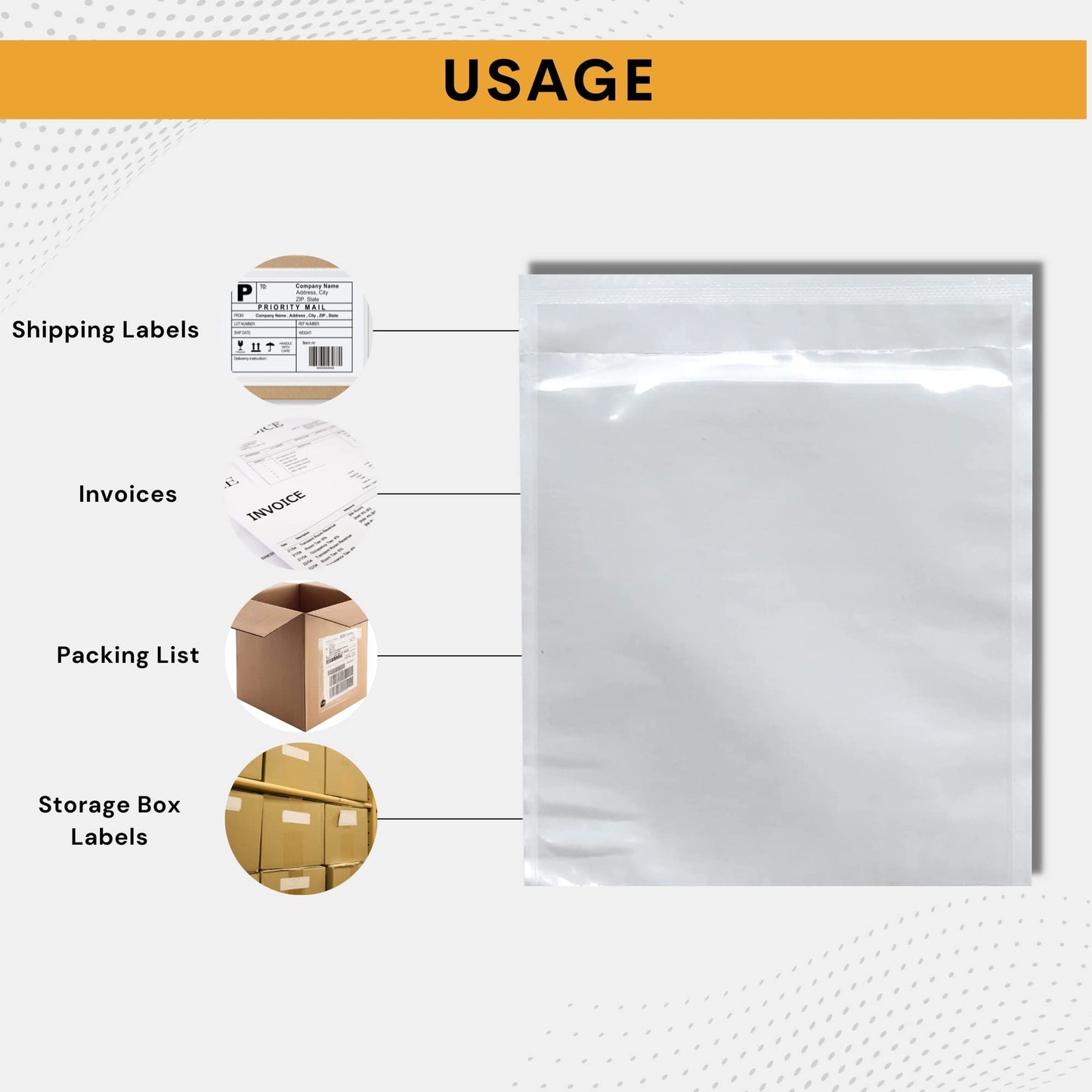 1000 Pack 7"x10" Shipping Label Sleeves - Packing Slip Envelope Pouches with Self-Adhesive Peel & Seal - Clear Unprinted Plastic & Waterproof Mailing List Holder Ideal for Labels, Invoice & Documents