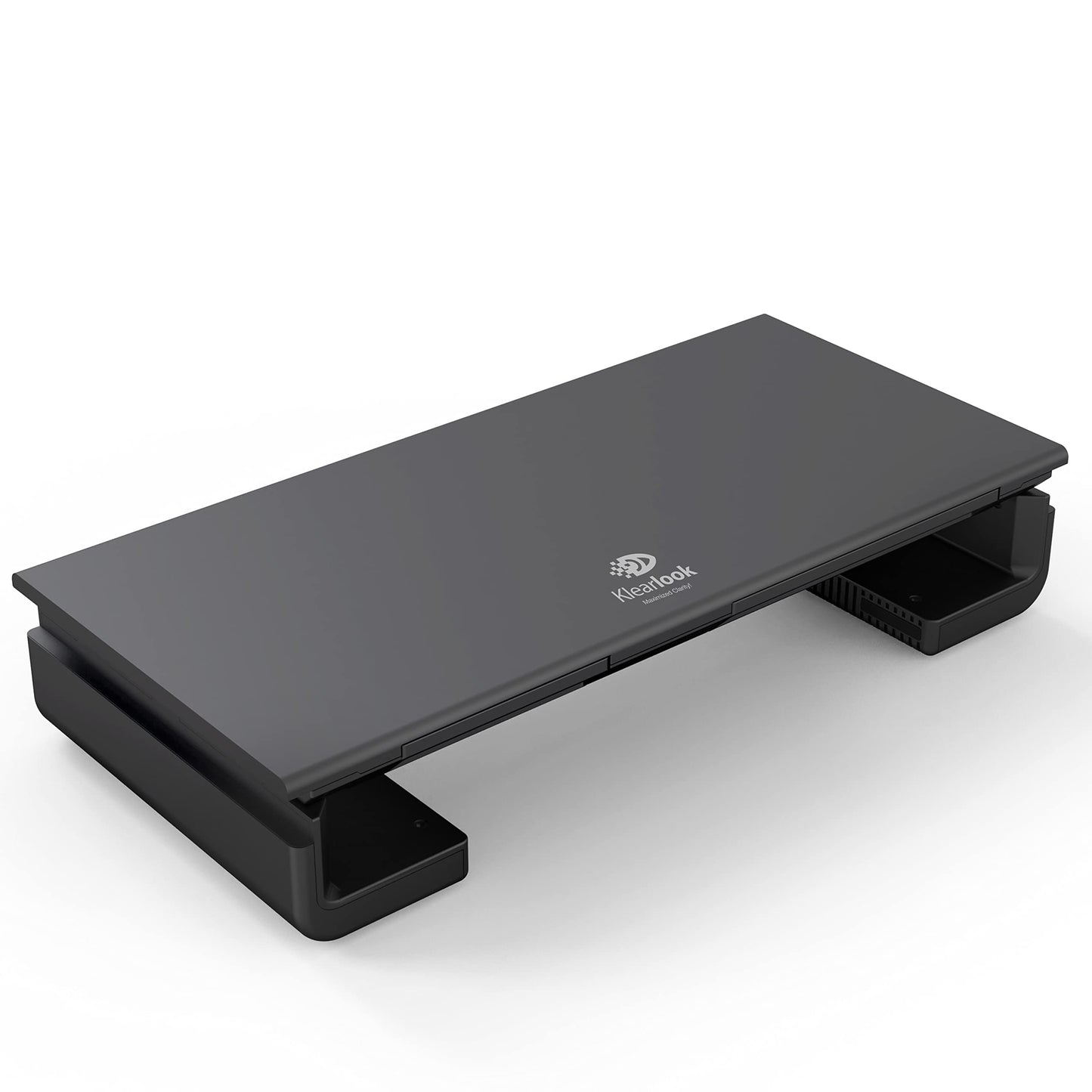 Monitor Stand Riser, Klearlook Foldable Computer Monitor Riser,Height Adjustable Computer Stand, Desk Shelf Riser with Storage Drawer & Tablet Phone Stand for Computer, Desktop, Laptop (Black)