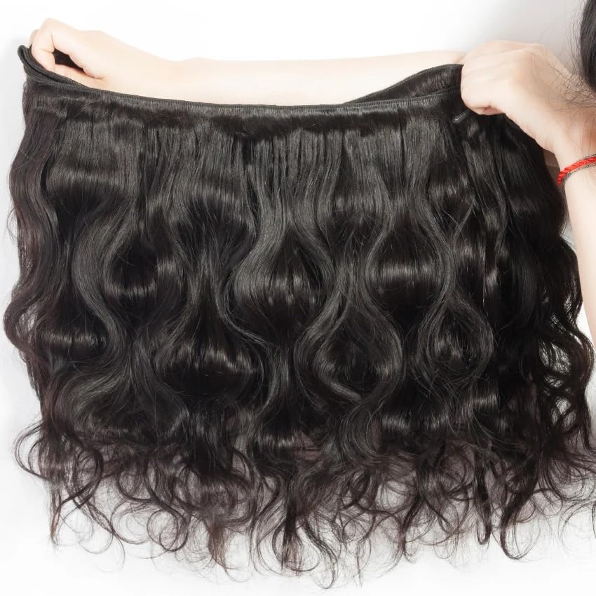 Superfect Human Hair Bundles 20 22 24 Inch Body Wave Bundles Human Hair 12A 100% Unprocessed Brazilian Virgin Hair Weave 3 Bundles Deals Human Hair Natural Black Color (20 22 24, Body Wave 3 Bundles)