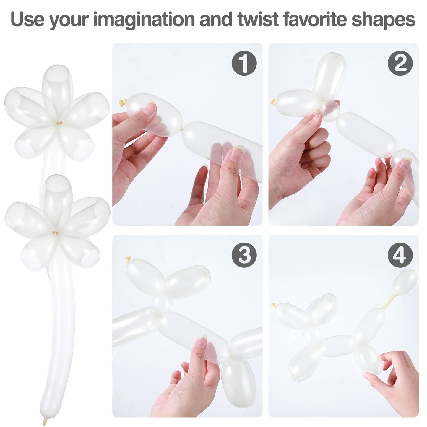 Lenwen 1000 Pcs Long Balloons Bulk 260 Latex Twisting Balloons Decoration for Birthday, Wedding, Festival, Clowns, Party Supplies(Clear)