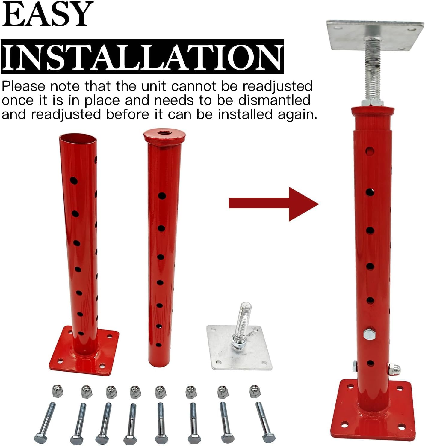 4 PCS Basement Floor Jack,House Jacks for Leveling,18.5-34.6" Adjustable Height Range,Load Capacity Up to 4400 lb(Each),Telescoping Jack for Temporary Support
