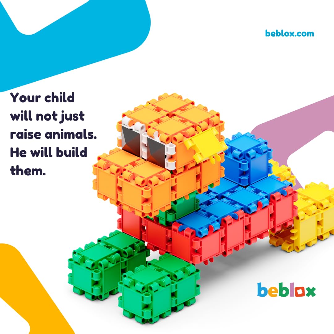 Beblox - Building Blocks for Kids - 250 Pieces Connecting Tiles Set - Interlocking Building Blocks for Kids, STEM Toys Kit, Fun and Educational Gifts for Kids