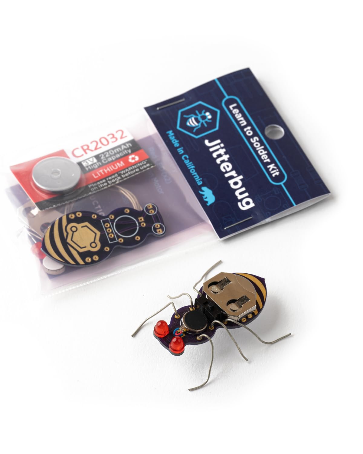 Learn to Solder Kits Jitterbug Deluxe Kit | DIY Soldering Kit for Beginners | Electronics Projects for Students & STEM Classes | Tools Included
