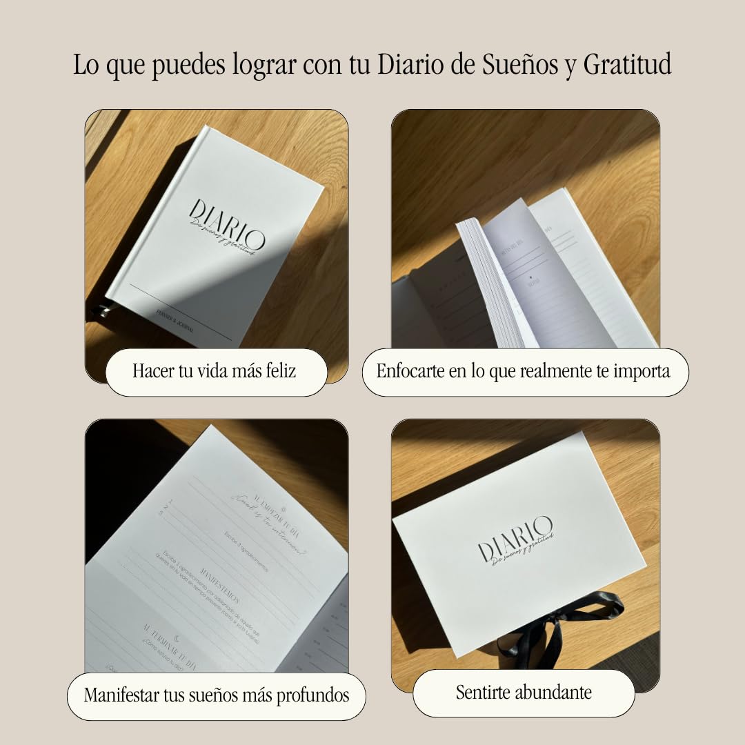 Daily Gratitude Journal & Dreams Planner (Spanish Edition) | Undated 2-in-1 | For Mindfulness, Purpose & Success | Includes Mirror for Affirmations & Luxury Gift Box – Stay present while achieving your dreams - Diario de Sueños y Gratitud