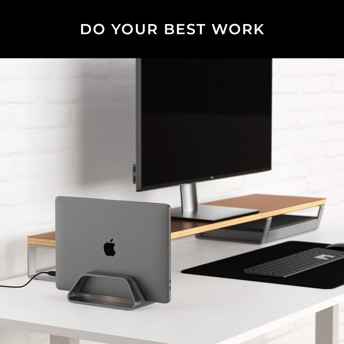 HumanCentric Vertical Laptop Stand for MacBook, Compatible with MacBook Pro Stand, MacBook Air Stand, Laptop Holder for Apple Laptop Desk Stand, Laptop Vertical Stand, MacBook Stand in Space Gray