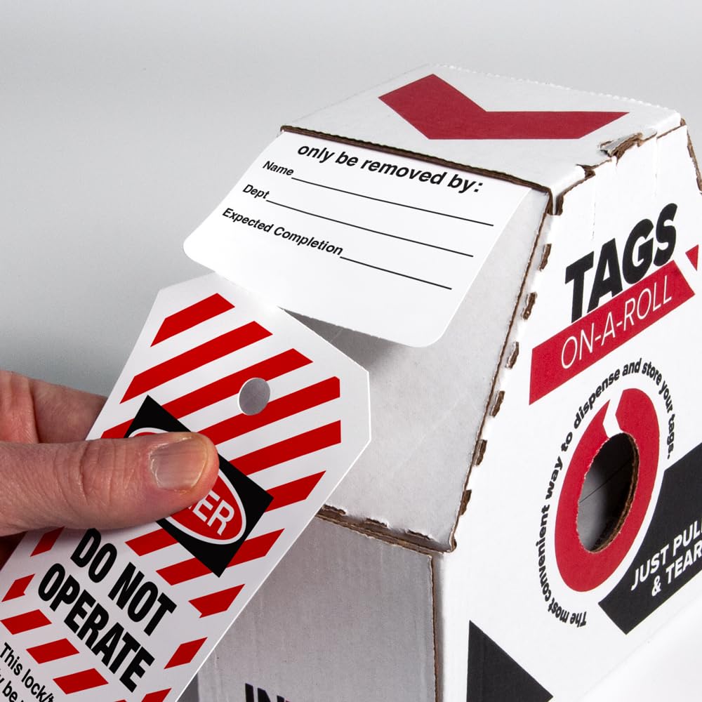 INCOM Manufacturing Lockout Tags On A Roll, Danger Do Not Operate, Heavy-Duty DuraPly™ Stock, Waterproof And Tear-Resistant, Red/Black On White, 6.25 Inch X 3 Inch X 10 Mil Thickness, 100 pack,RT6025C