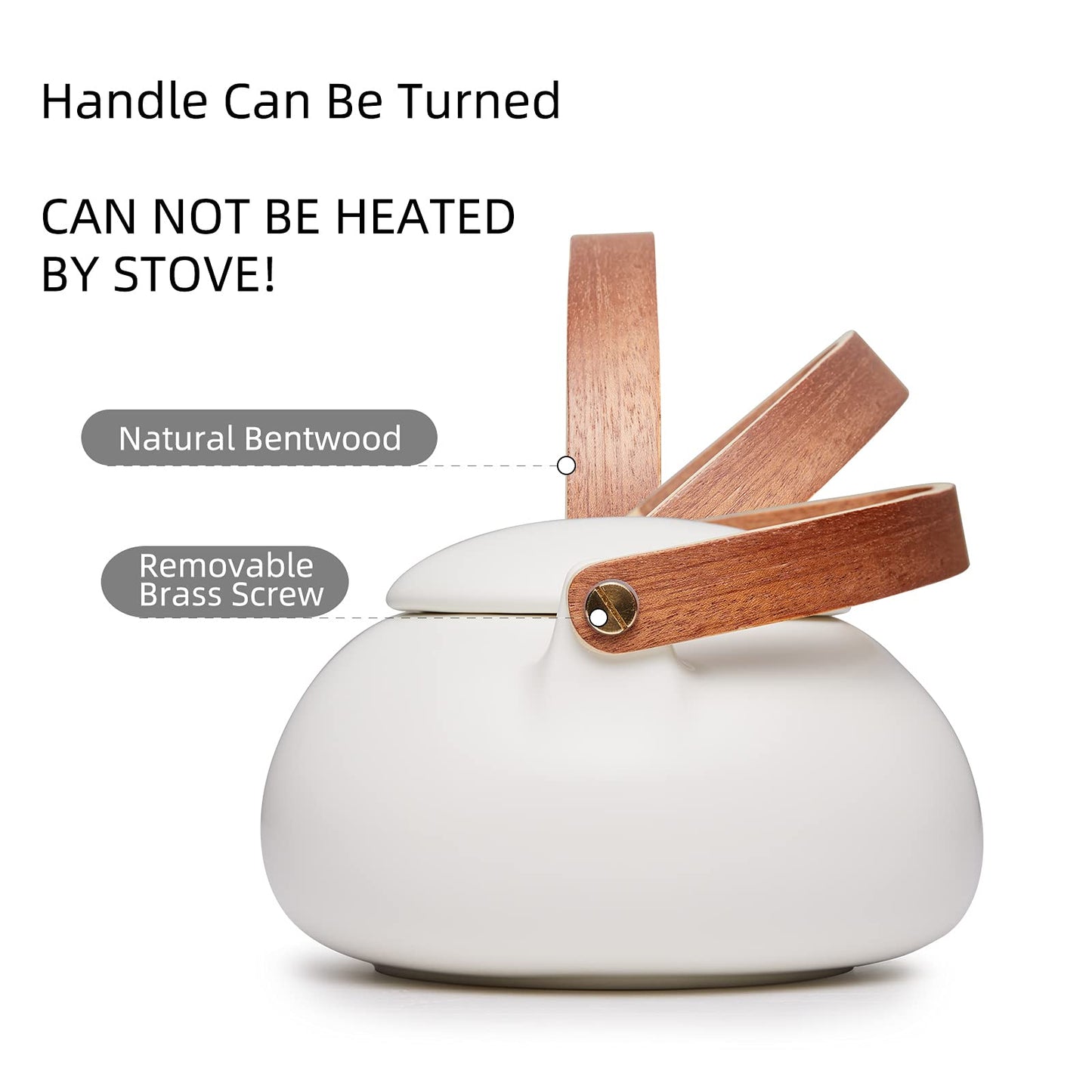 ZENS Modern Japanese Tea Set, 27 oz Ceramic Japanese Teapot with Fine Stainers and 4 Cups for Loose Leaf Tea Steeper, Wood Handle Matte Japanese Teapots Hot Tea Brewer for Tea Party Women Gifts