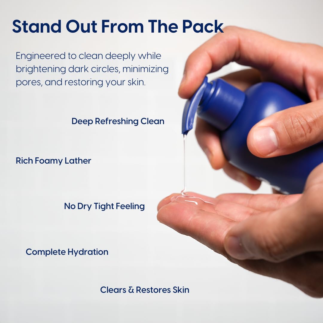 Strive - Deep Hydrating Mens Face Wash - Facial Cleanser, Mens Skin Care, Fragrance Free, Clear Skin, Refreshing with Aloe Vera, Hyaluronic Acid & Niacinamide - For All Skin Types - 200mL