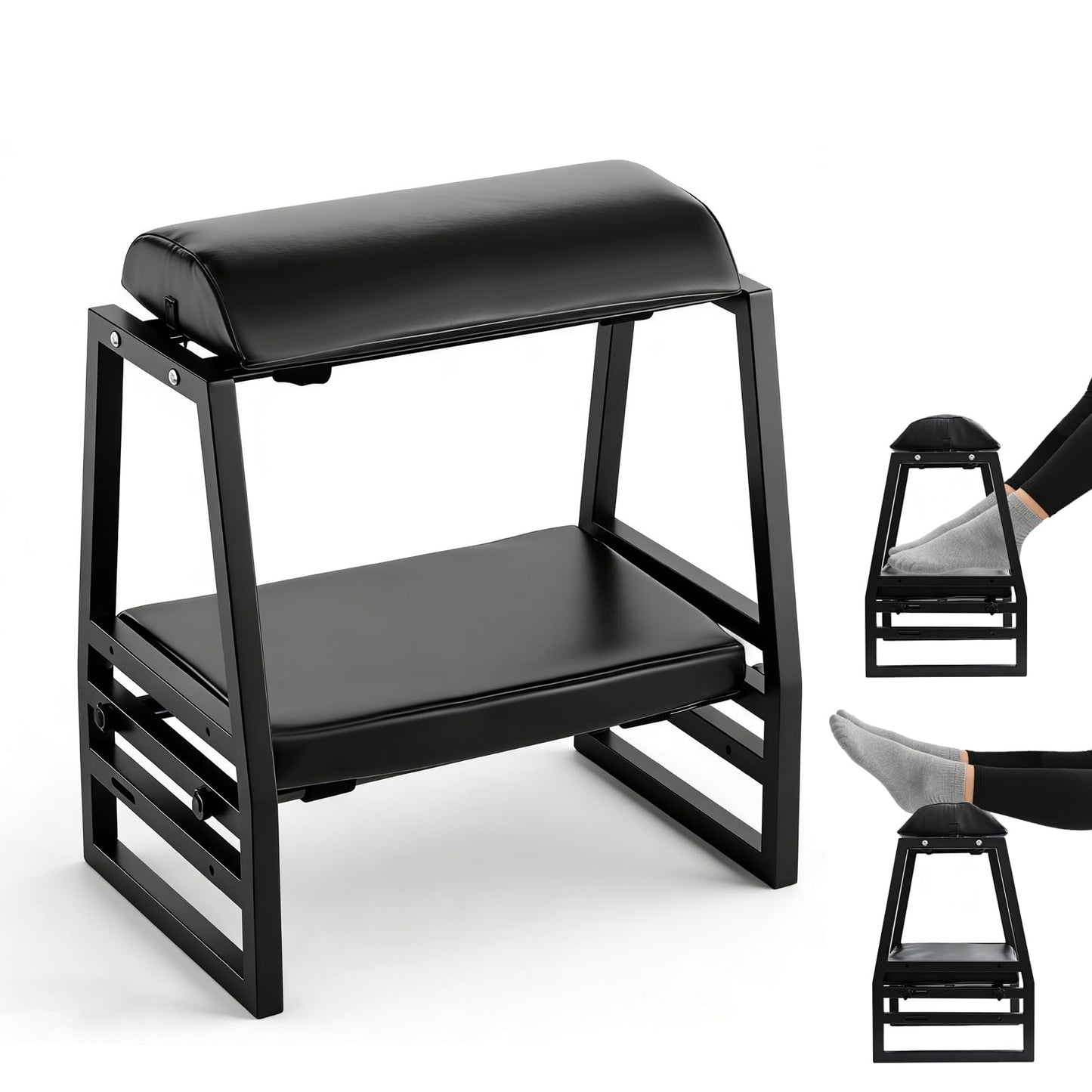 Arejonner Adjustable Double Step Footrest Under Desk,9-Angle Double Step Foot Stool for Office & Home, Ergonomic Foot Support with Non-Slip Pads - Black