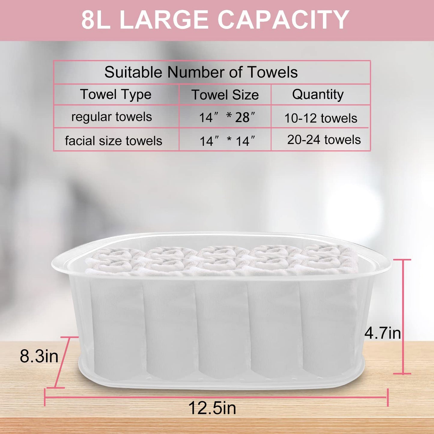 Salon Señor Pink Towel Steamer with Quickly Heating in 5 Mins Auto Off Timer Spa Towel Steamer for Personal Use at Home