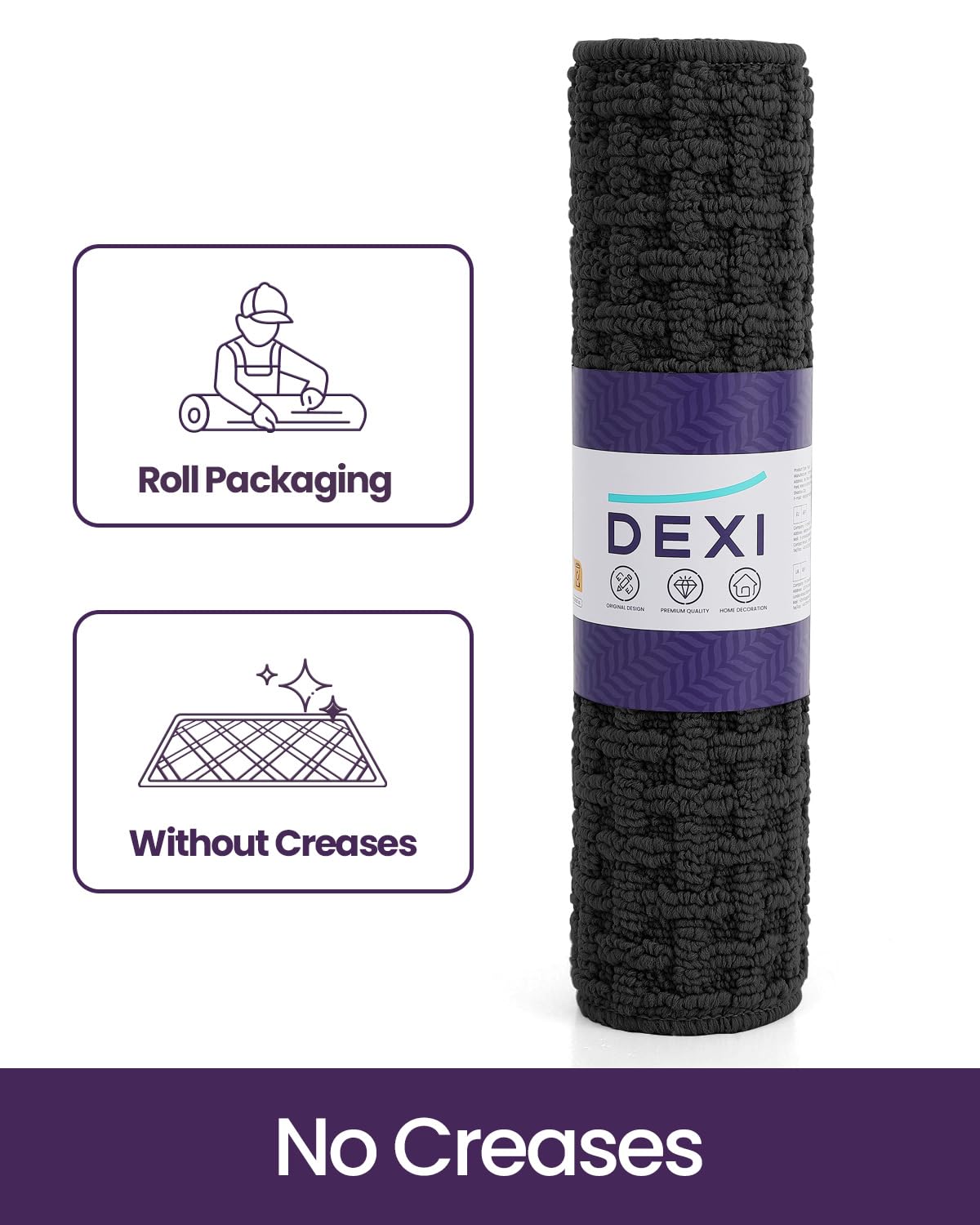 DEXI Front Entryway Door Mat Non Slip 36x60, Washable Entry Way Mats Inside Entrance Low Profile, Welcome Doormat Dirt Trapper for House Floor Home Porter Hall Backdoor Area, Dark Grey
