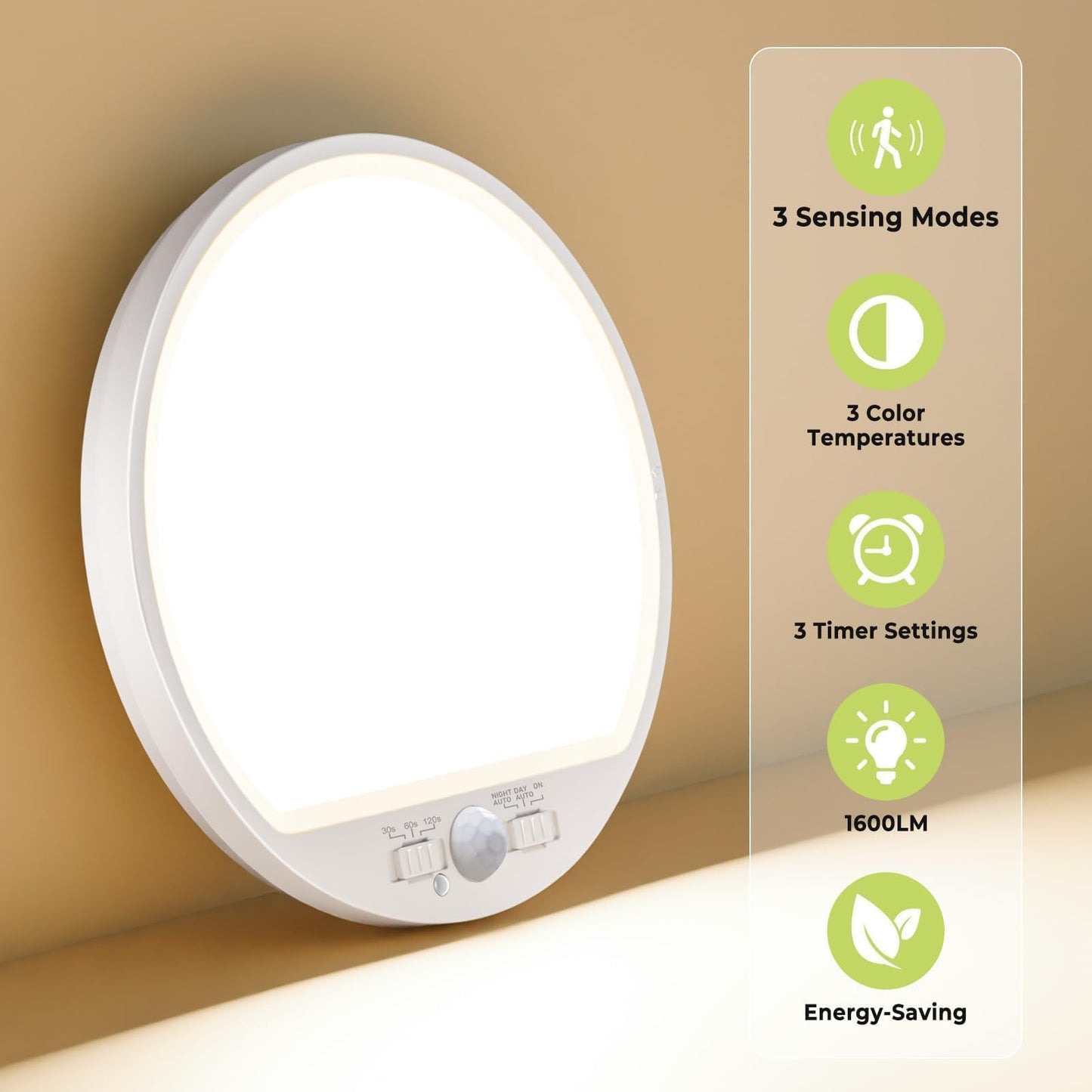 hepside 4 Pack Motion Sensor Ceiling Light Wired, 3000K/4000K/6500K LED Flush Mount Ceiling Light Fixture, 7Inch 15W Motion Sensor Light Indoor with Timer for Closet Stair Porch Hallway Pantry,White