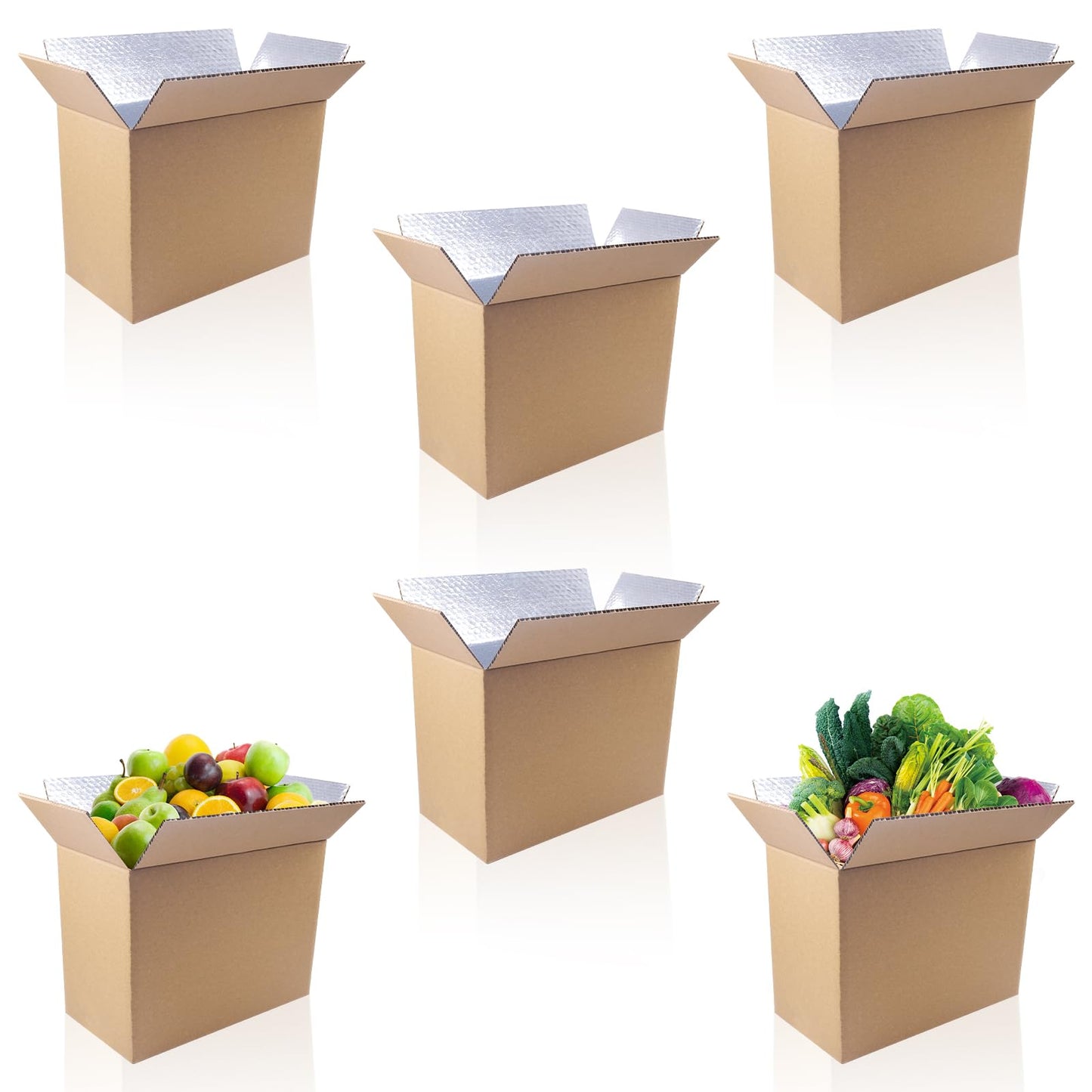 aromeili Insulated Shipping Boxes for Shipping Frozen Food-15.7" x 11.8" x 7.87" (6 Pack),Large Foil Cooler Carton Moving Kits for Mailing Packing,Reusable Cold Shipping Box with Insulation