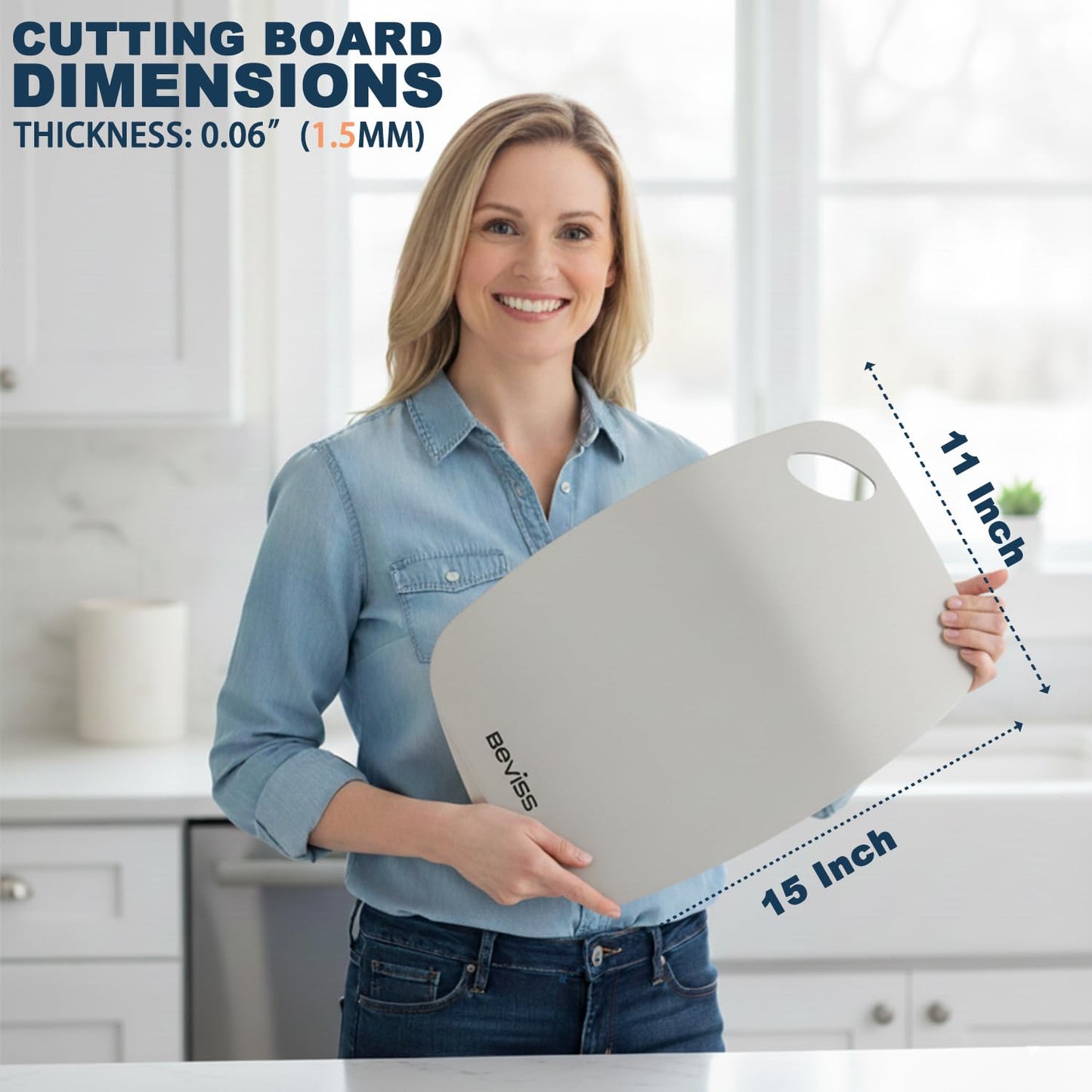 Beviss Real 99.85% Pure Titanium Cutting Board Non-Toxic 15" x 11"- BPA Free, Lightweight & Durable Kitchen Chopping Board for Meat, Vegetables, Fruits, Suitable for Outdoor Carrying