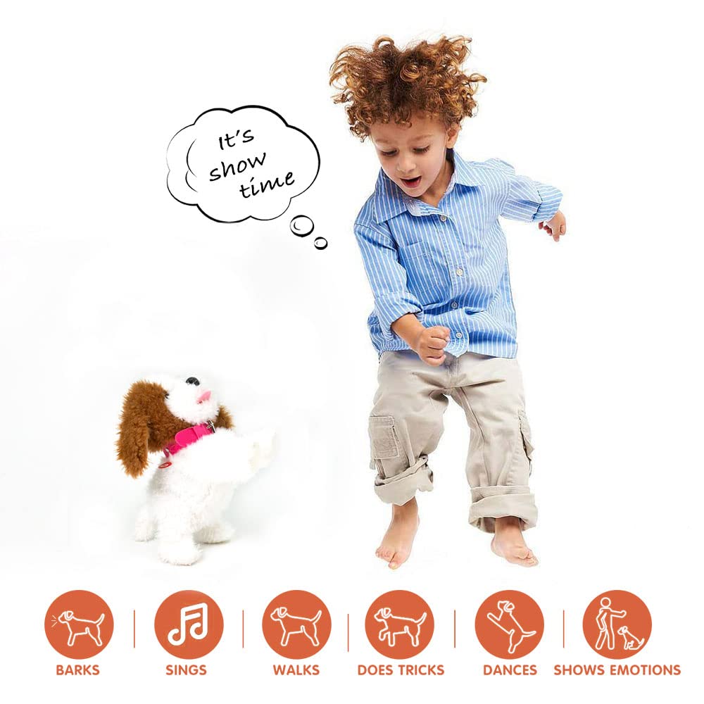 WEofferwhatYOUwant Interactive Robot Dog, Plush Goldendoodle Teddy with 12 Voice Commands - Speech Recognition, Walks Barks Sings Dances Push-Ups, Educational Talking Pet for Kids Seniors, Ages 3+