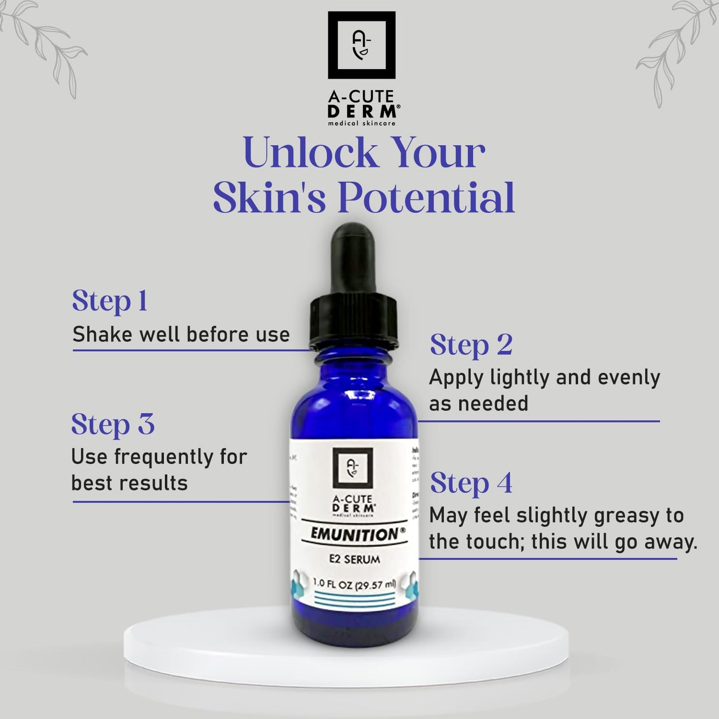 A-Cute Derm Emunition® E2 Serum Hydrator to Improve Loss Moisturizer Helps in Healing for Sensitive Skin (1 oz)