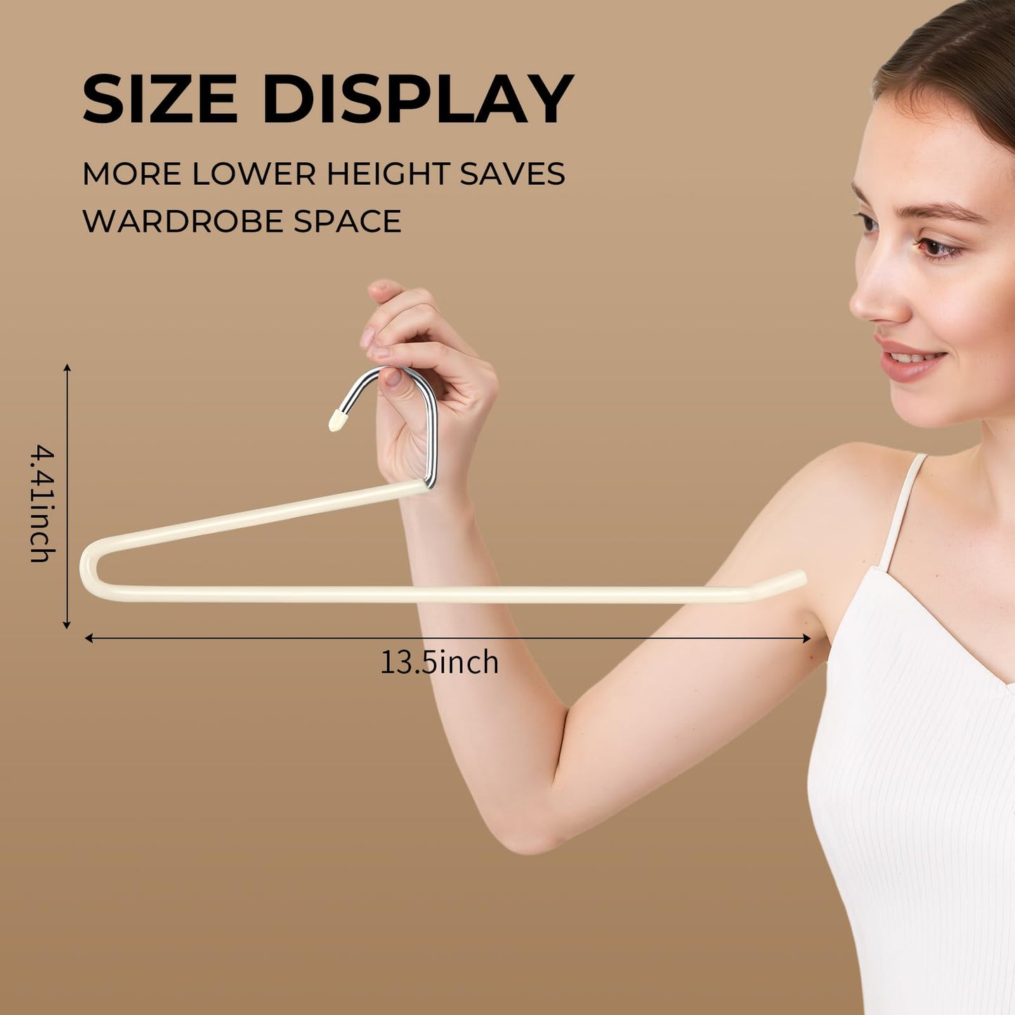 HUADYMEET 30 Pack Open Ended Metal Pant Hangers Non Slip, Slim Space Saving Clothes Hangers for Closet,Heavy Duty Strong Durable Hanger for Women,Men,Jean,Trousers,Shorts,Slacks,Skirts(Beige)
