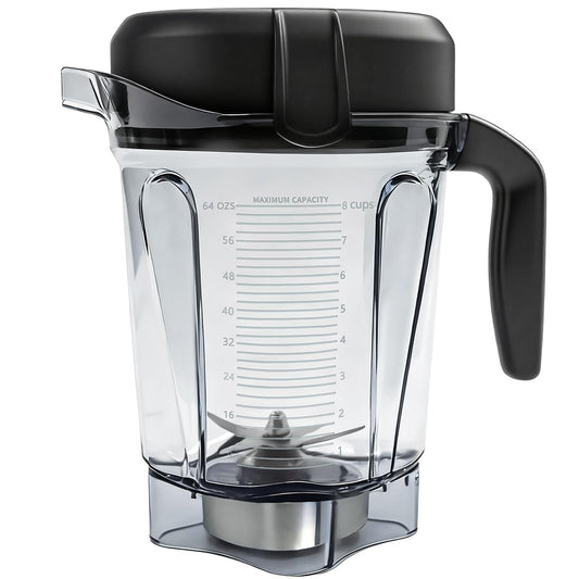 Blender Pitcher 64oz Low-Profile, Compatible with 750, 5200, 5000, 6300, 7500, Vm0102, Vm0103, Vm0197, E310 Classic/Explorian/Commercial Series etc Container Jar Cup