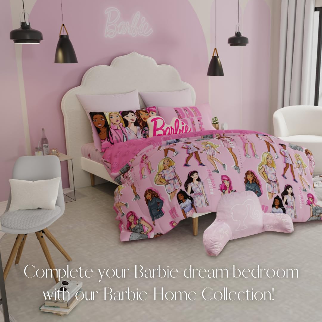 Franco Barbiecore Lux Super Soft Plush Squishy 17" Inch Barbie Logo Decorative Pillow