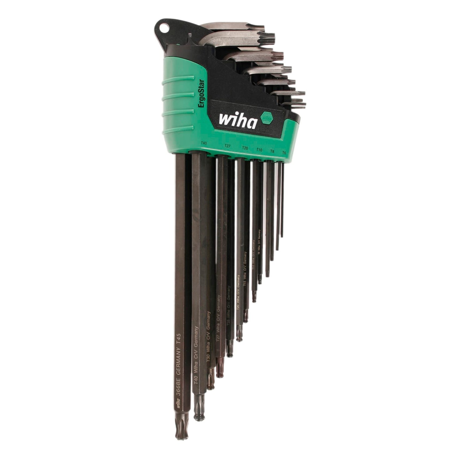 WIHA 36689 ErgoStar Torx Ball End and Standard L-Key Set T5-T45 in Automatic Fast Open Holder, 13-Piece