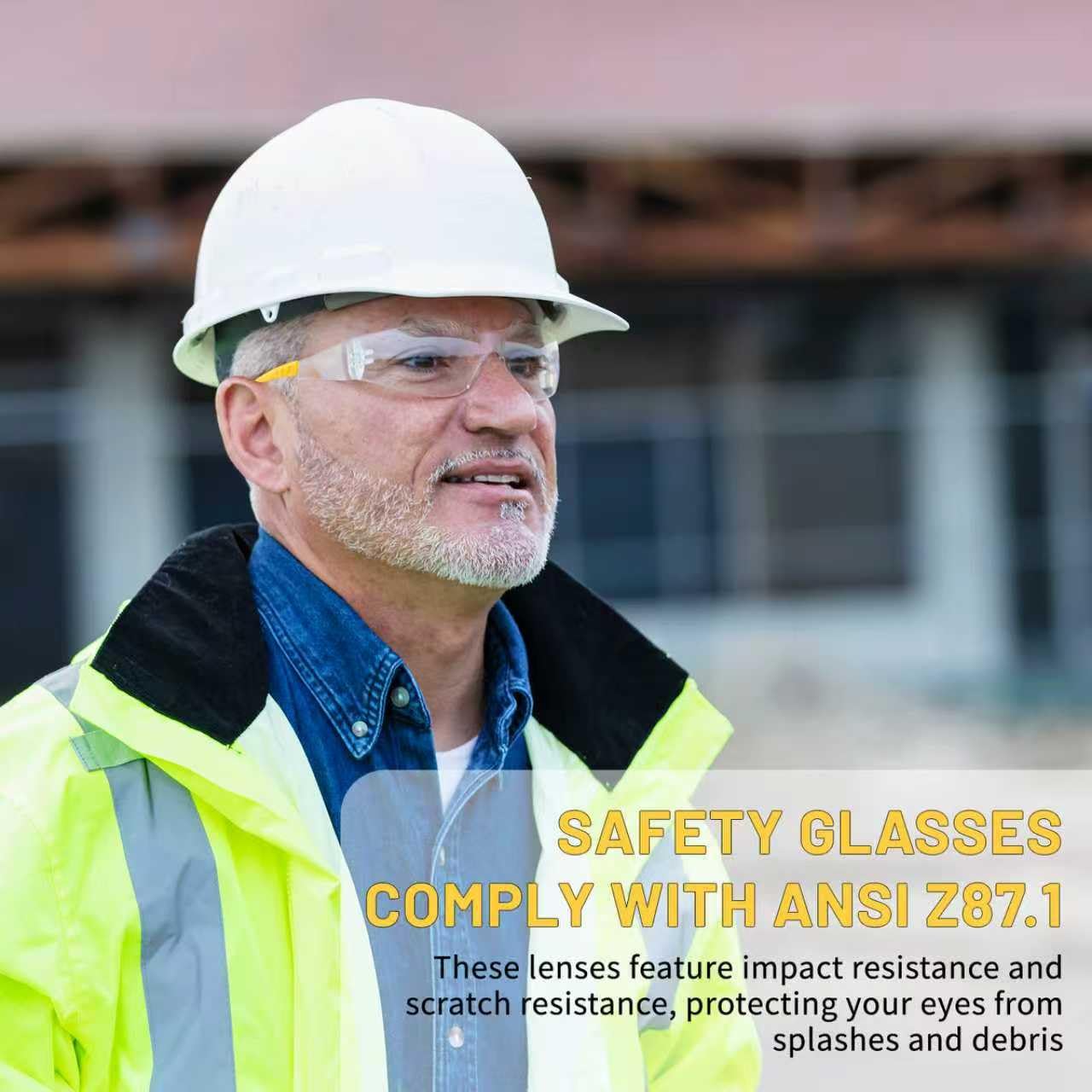 Salfboy 50pcs Scratch Resistant Anti Fog Safety Glasses, ANSI Z87.1 Certified for Lab, Construction, Jobsite and Gardening