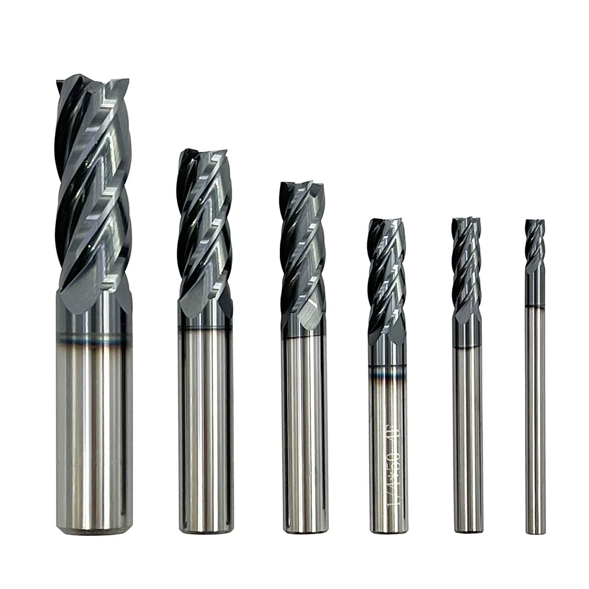Home of quality tools 6pcs 1/2 inch 3/8 inch 5/16 inch 1/4 inch 3/16 inch 1/8 inch Carbide Square End Mill, HRC 45 Deg Single End 4 Flute AlTiN Coating Mill Bits (6pcs End Mill Set), Silver