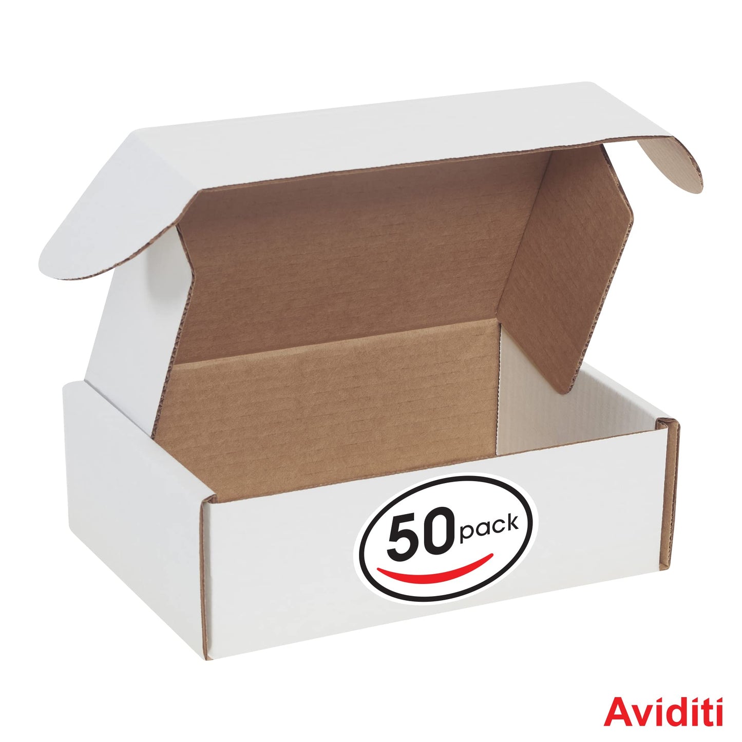 Aviditi White Deluxe Literature Mailing Boxes, 9 x 6 1/4 x 3 Inches, Pack of 50, Crush-Proof, For Shipping, Mailing and Storing