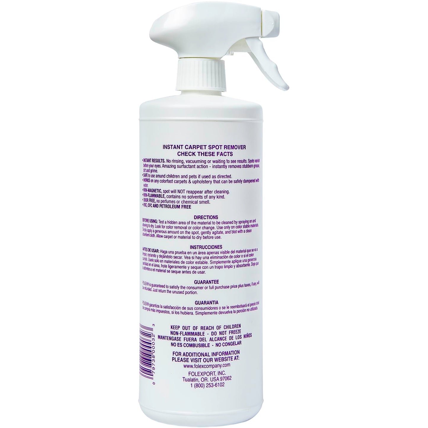 FOLEX Instant Carpet Spot Remover 32 oz – Powerful Stain Remover for Carpets, Upholstery & Rugs – Eliminates Pet Stains, Grease, Red Wine, Food, Makeup & More – With Reusable Cleaning Cloth - 2 Pack