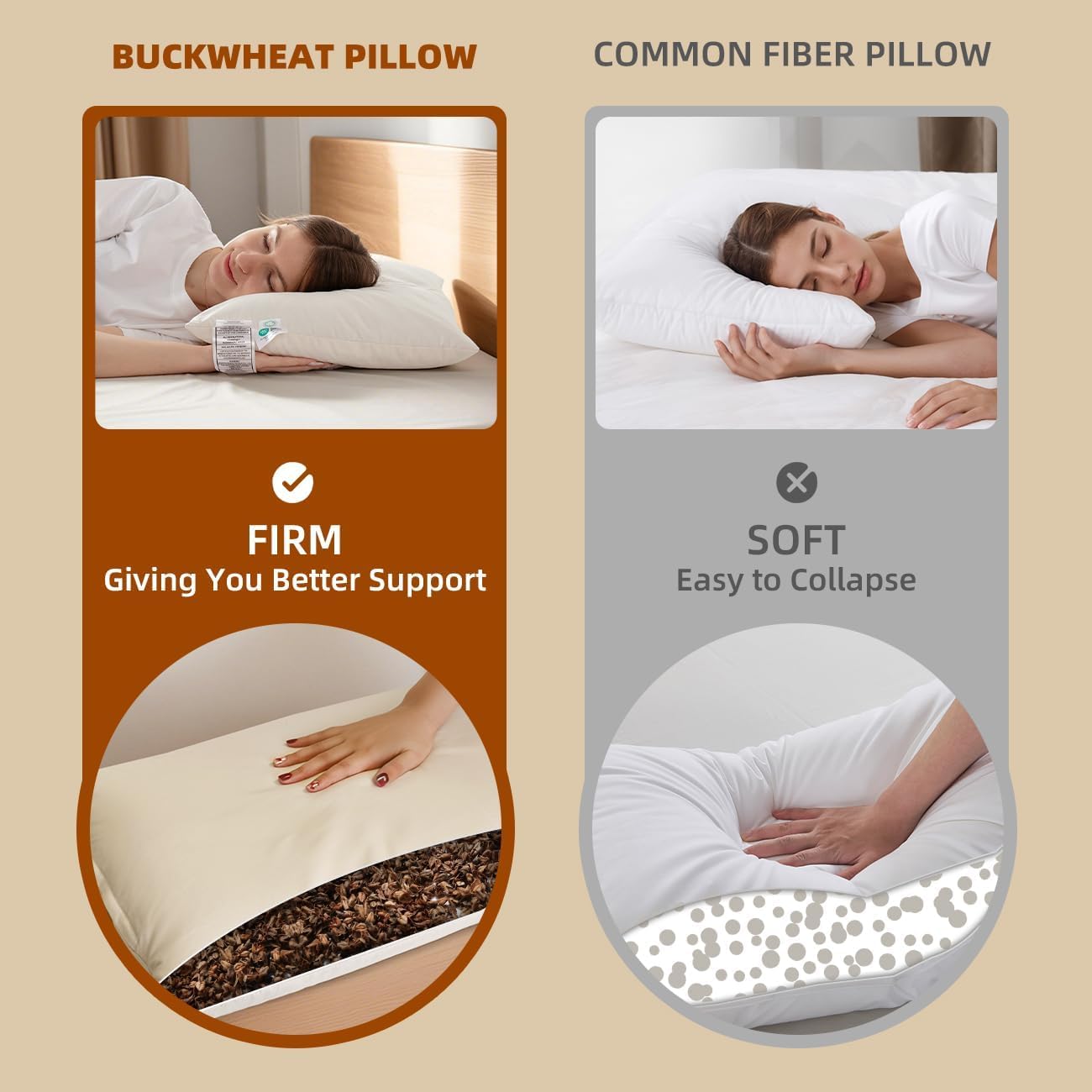 LOFE Organic Buckwheat Pillow for Sleeping with Organic Cotton Pillowcase - 16''x22'', Adjustable Loft, Breathable for Cool Sleep, Cervical Support for Back and Side Sleeper(Tartary Buckwheat Hulls)