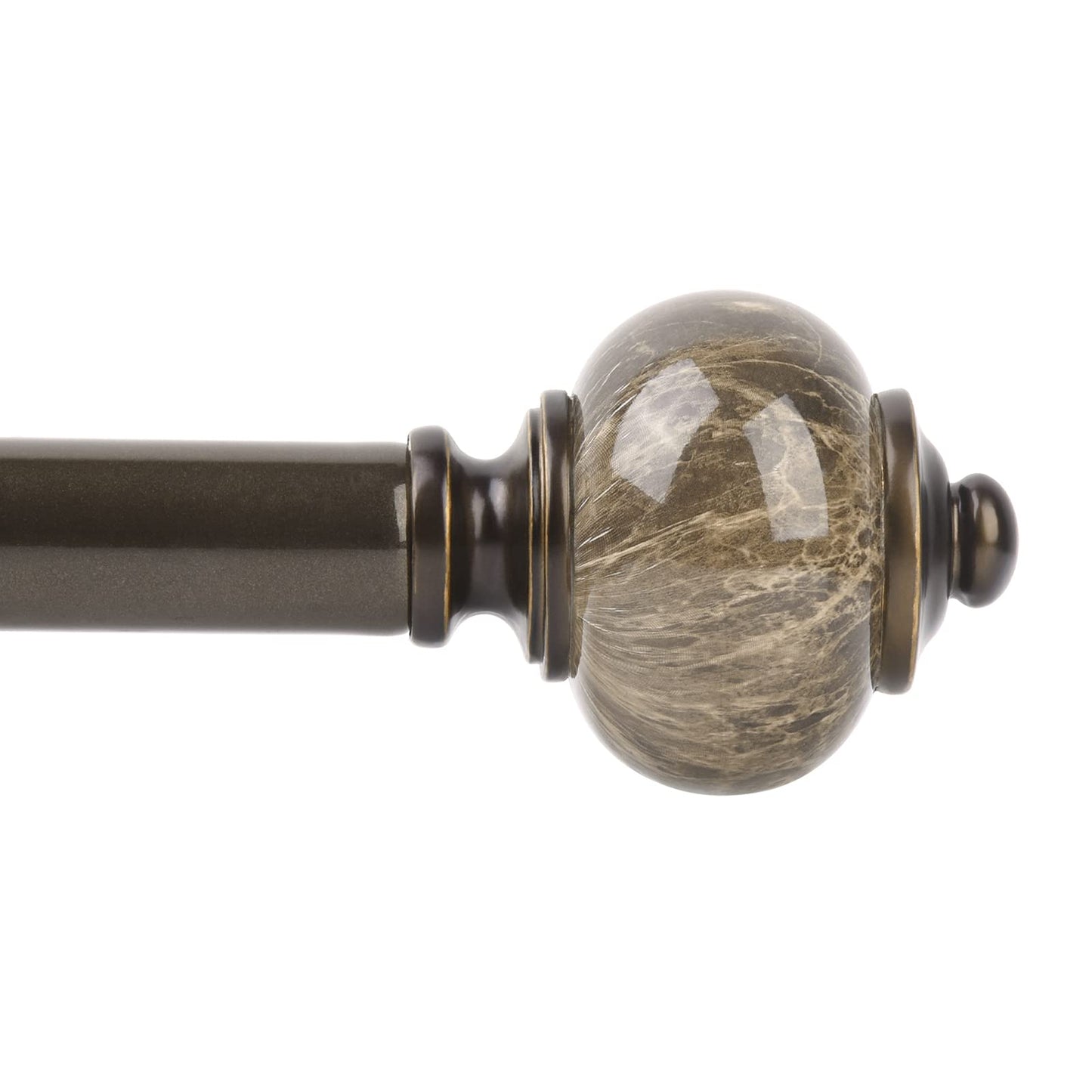 KAMANINA 1 Inch Curtain Rods for Windows 66 to 120 Inches Bronze Heavy Duty Curtain 32 to 120 (2.6-10ft), Adjustable Long Drapery Rods with Marbled Finials